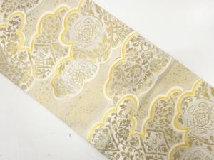 アンティーク　服部織物製　雲に丸紋・花唐草模様織り出し袋帯（材料）